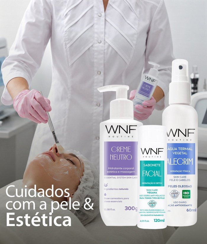 Cuidados com a pele & Estética: creme neutro, sabonete facial e água termal alecrim WNF Routine